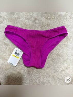 BECCA Bright Magenta Ribbed Bikini Bottom
